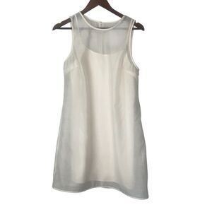 A New Day Cream Sleeveless Semi Sheer Dress with Slip